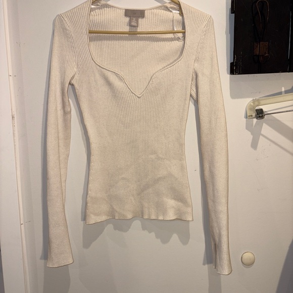 H&M Cream Ribbed Knit Top - Picture 2 of 7